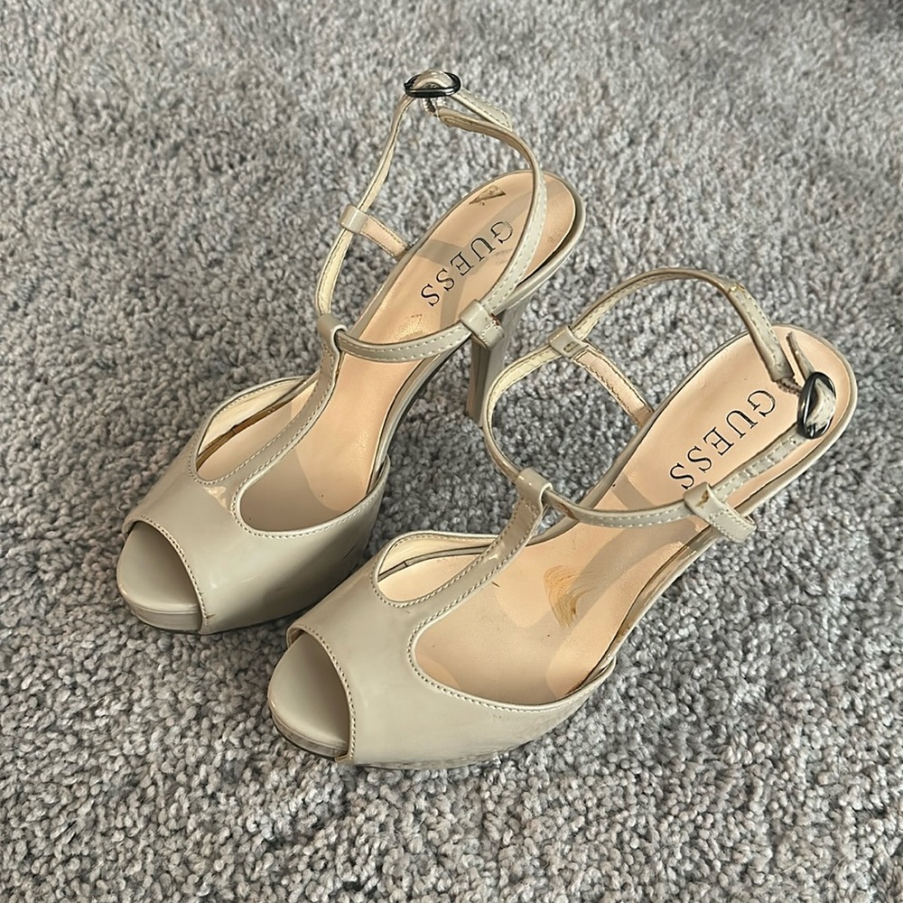 Nude GUESS heels. Heels are well loved, but still have a lot of life left!